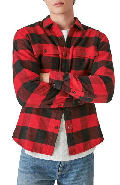 Lucky Brand Plaid Flannel Workwear Button-up Shirt In Red/black Plaid