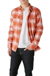 Lucky Brand Plaid Flannel Workwear Button-up Shirt In Orange