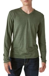 Lucky Brand Venice Burnout V-neck Long Sleeve Cotton Blend T-shirt In Pine Ridge