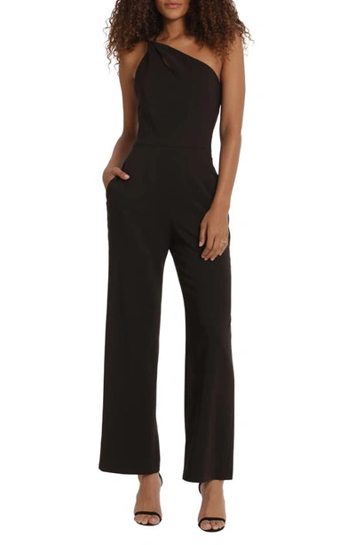 Donna Morgan Twisted One-shoulder Jumpsuit In Black