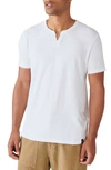 Lucky Brand Venice Button Notch Neck T-shirt In Bright White