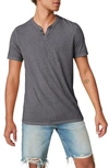 Lucky Brand Venice Button Notch Neck T-shirt In Jet Black