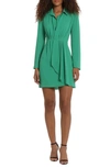 Donna Morgan For Maggy Ruffle Detail Long Sleeve Minidress In Bright Jade