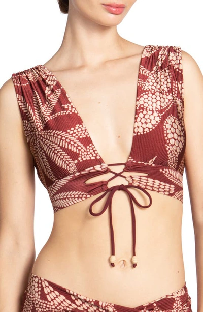 Robin Piccone Romy Lace-up Bikini Top In Ancho