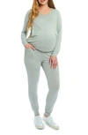 Everly Grey Whitney 2-piece Maternity/nursing Lounge Set In Heather Grey Solid