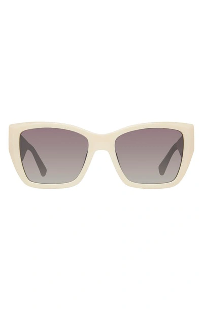 Kurt Geiger 54mm Rectangular Sunglasses In Bone Opaque/ Gray Gradient