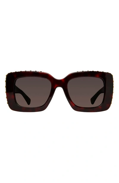 Kurt Geiger 52mm Square Sunglasses In Havana/ Brown Gradient