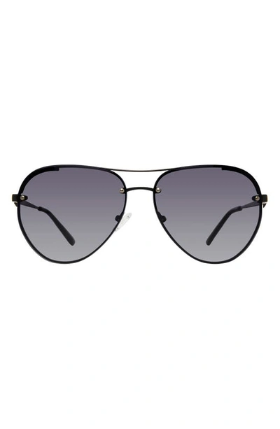 Kurt Geiger 60mm Aviator Sunglasses In Black/gray Mirrored Gradient