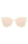Kurt Geiger 51mm Square Sunglasses In Bone/ Azzure Blue Mirr