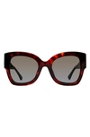 Kurt Geiger 51mm Square Sunglasses In Havana/ Gray Gradient