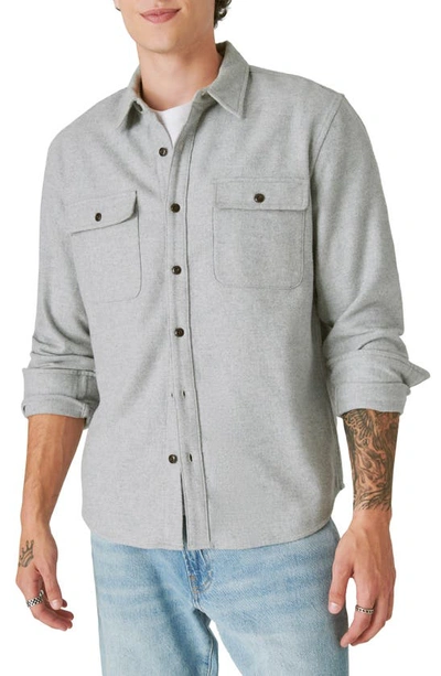 Lucky Brand Cloud Soft Heathered Flannel Button-up Shirt In Grey