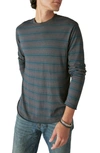 Lucky Brand Venice Stripe Long Sleeve T-shirt In Grey Multi
