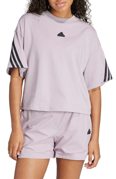 Adidas Originals Fyture Icon 3-stripes Cotton T-shirt In Preloved Fig