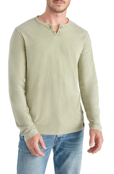 Lucky Brand Notch Neck Mineral Wash Long Sleeve T-shirt In Loden Green