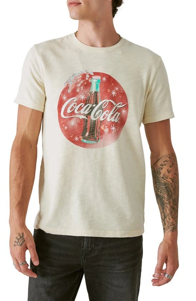 Lucky Brand Coca-cola Bottle Cotton Graphic T-shirt In Beige