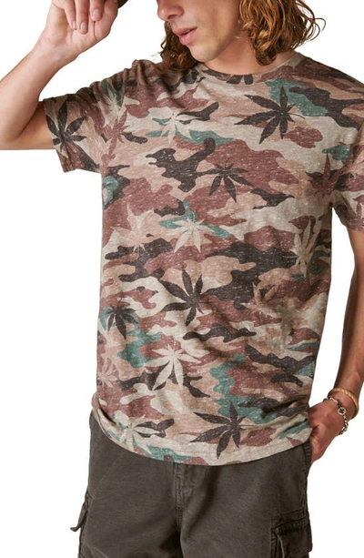 Lucky Brand Leaf Camo Print Cotton Blend T-shirt In Grey Camo Multi