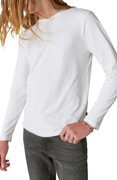 Lucky Brand Venice Burnout Long Sleeve T-shirt In Marshmallow