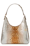 Brahmin Tabitha Croc Embossed Leather Shoulder Bag In Macchiato
