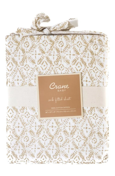 Crane Baby Kids' Fitted Crib Sheet In Gold/white