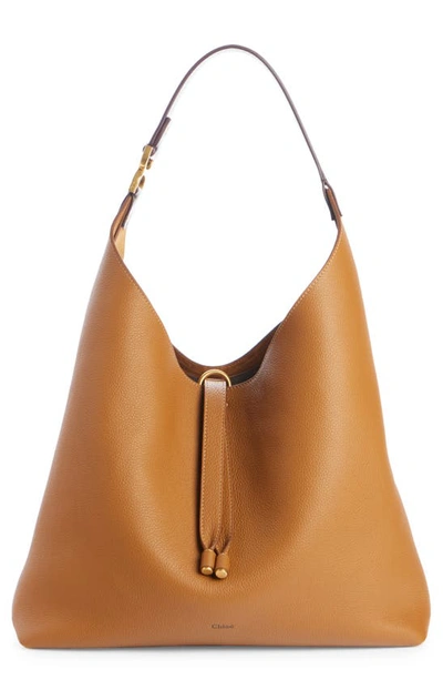 Chloé Marcie Leather Hobo Bag In Pottery Brown 207