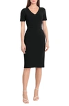 Maggy London Short Sleeve Midi Sheath Dress In Black