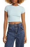 Bp. Compact Rib Crop Baby Tee In Blue Sterling