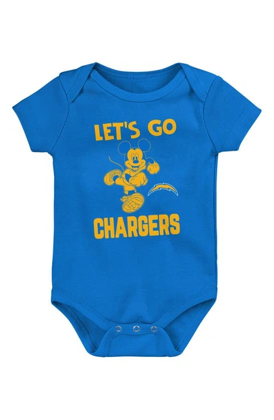 Nfl Babies' X Disney Mickey Mouse Countdown Los Angeles Chargers Cotton Bodysuit In Airforce Blue