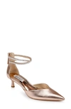 Badgley Mischka Lilibeth Ankle Strap Pointed Toe Pump In Champagne