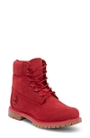 Timberland Premium Waterproof Lug Sole Boot In Ruby Nubuck Leather