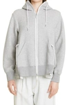 Sacai Ma-1 Side Gusset Sponge Hoodie In Gray