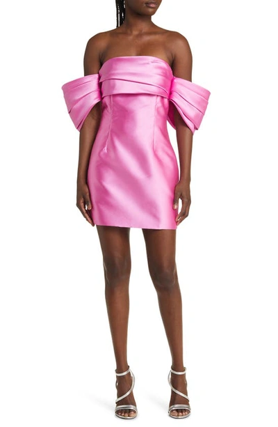 Moon River Off The Shoulder Puff Sleeve Minidress In Pink