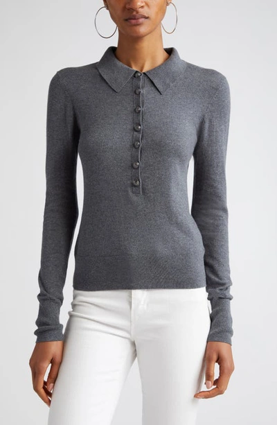 L Agence Sterling Collar Jumper In Grey Gunmetal