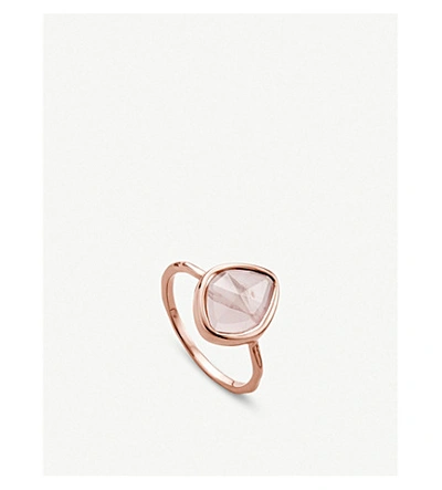 Monica Vinader Siren Quartz-gemstone 18ct Rose-gold And Silver Small Ring In Rose Gold/rose Quartz