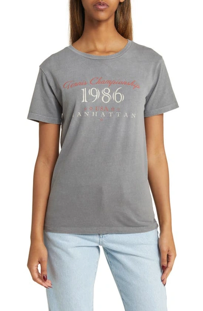 Golden Hour Manhattan Tennis Cotton Graphic T-shirt In Grey