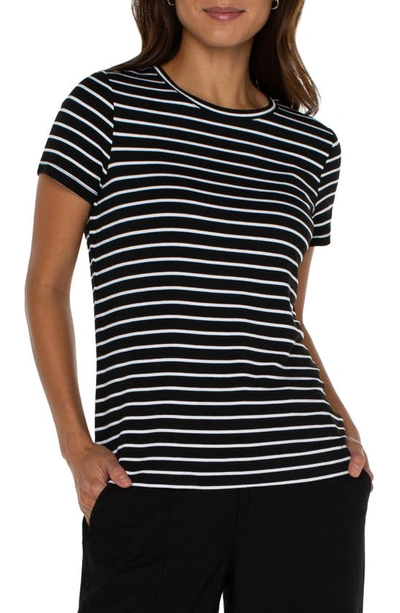 Liverpool Los Angeles Stripe French Terry T-shirt In Black/white Stripe