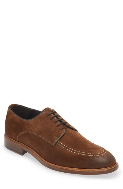 Crosby Square Croft Apron Toe Derby In Cigar Suede