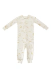Pehr Babies' Hatchlings Zip Fitted One-piece Organic Cotton Pajamas In Moondance
