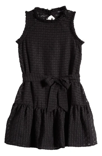 Ava & Yelly Kids' Ruffle Fil Coupé Dress In Black