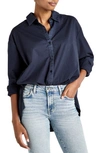 Splendid Avril Side Slit Button-up Shirt In Navy