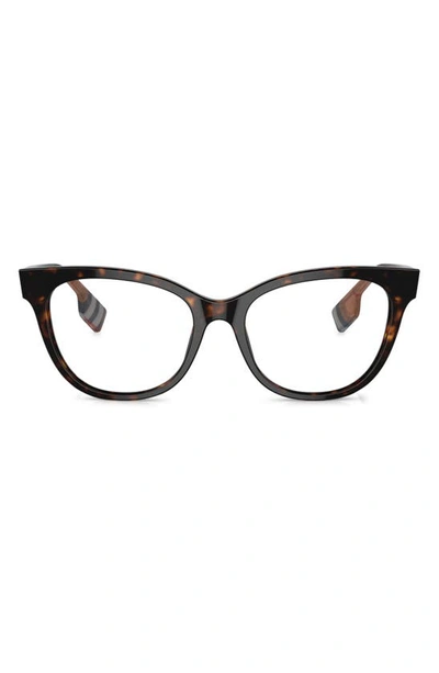 Burberry Evelyn 51mm Cat Eye Optical Glasses In Dk Havana