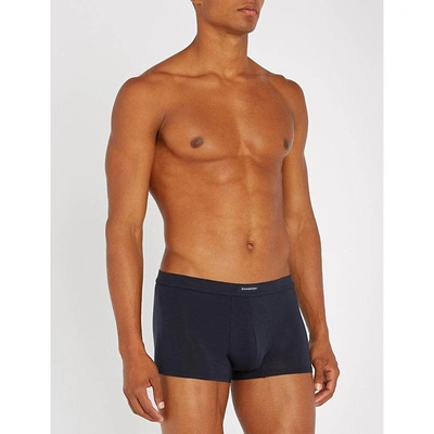 Ermenegildo Zegna Solid Slim-fit Stretch-jersey Boxer Shorts In Navy