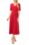 Chaus V-neck Tie Waist Knit Dress In Berry Spice