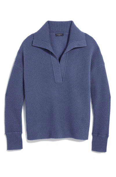 Vineyard Vines Cashmere Rib Polo Sweater In Blue Moon