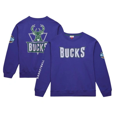 Mitchell & Ness Men's  Purple Milwaukee Bucks Hardwood Classics There And Back Pullover Sweatshirt