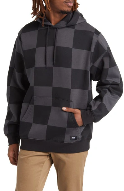 Vans Checkmate Loose Fit Pullover Hoodie In Black-asphalt