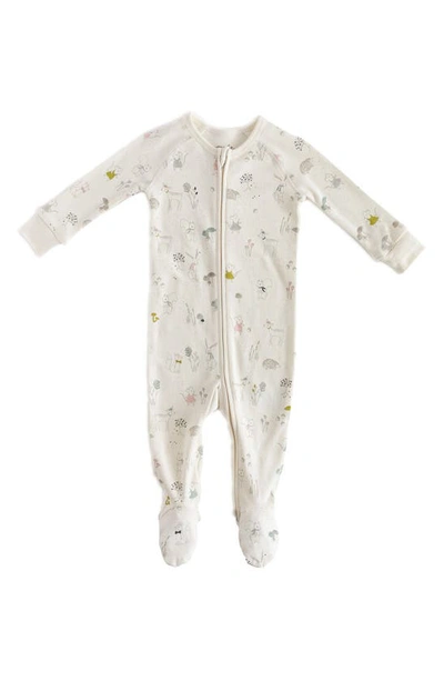 Pehr Babies' Magical Forest Fitted Organic Cotton One-piece Footie Pajamas In Luna Dusk