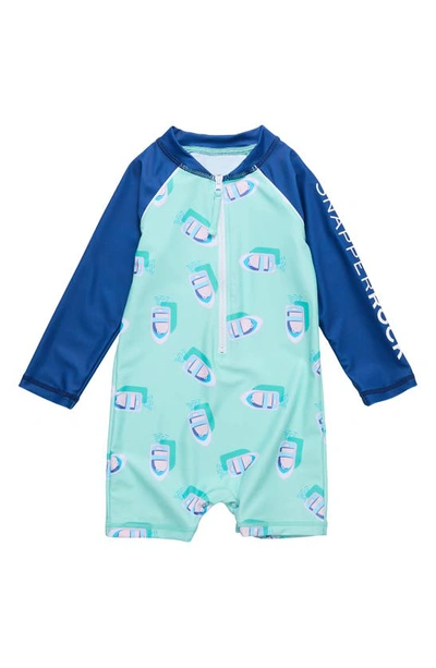 Snapper Rock Babies' Float Your Boat One-piece Rashguard Swimsuit In Blue