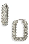 Amina Muaddi Crystal Hoop Earrings In Black Crystals/ruthenium