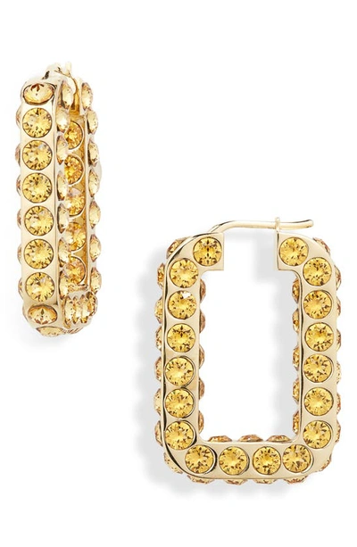 Amina Muaddi Crystal Hoop Earrings In Golden Crystals/ Gold Base