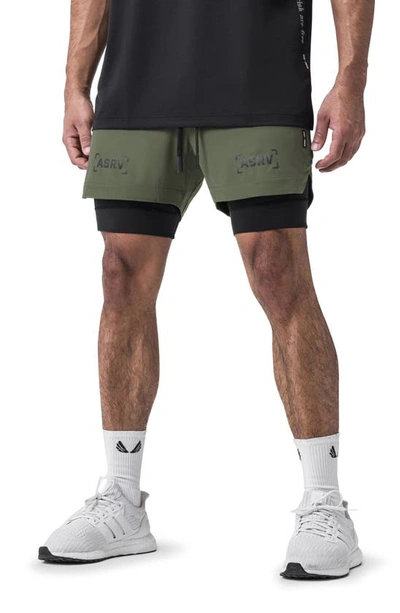 Asrv Tetra-lite™ 5-inch 2-in-1 Lined Shorts In Olive Bracket/black